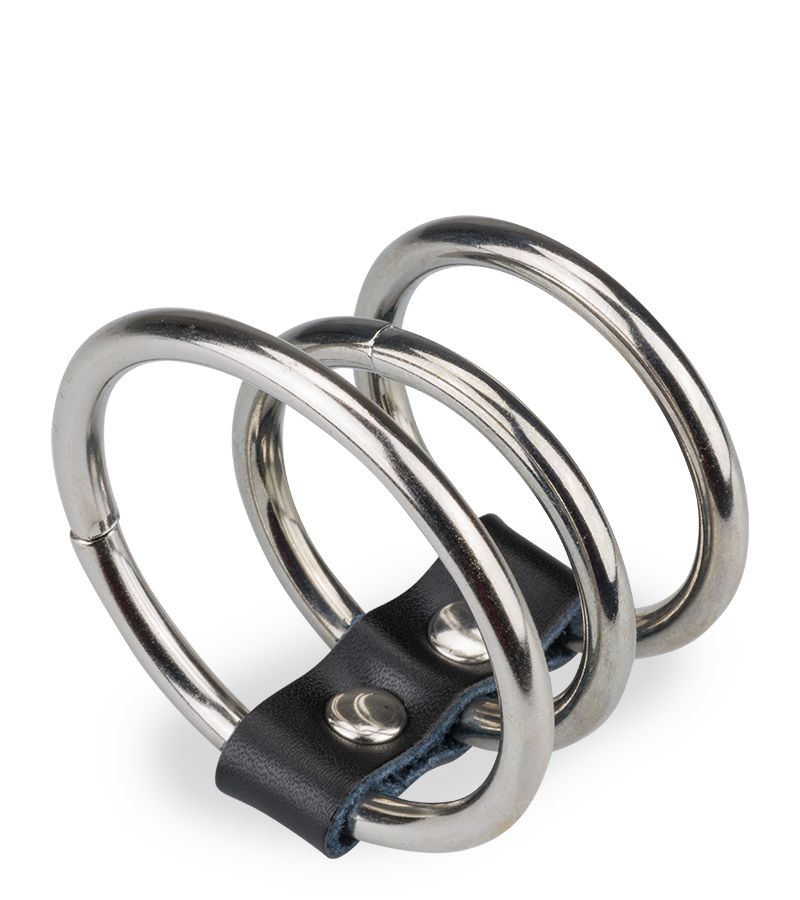Triple loop metal cock ring