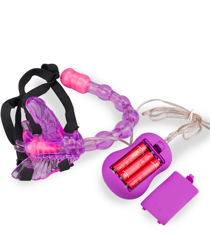 Triple stimulation wearable butterfly vibrator