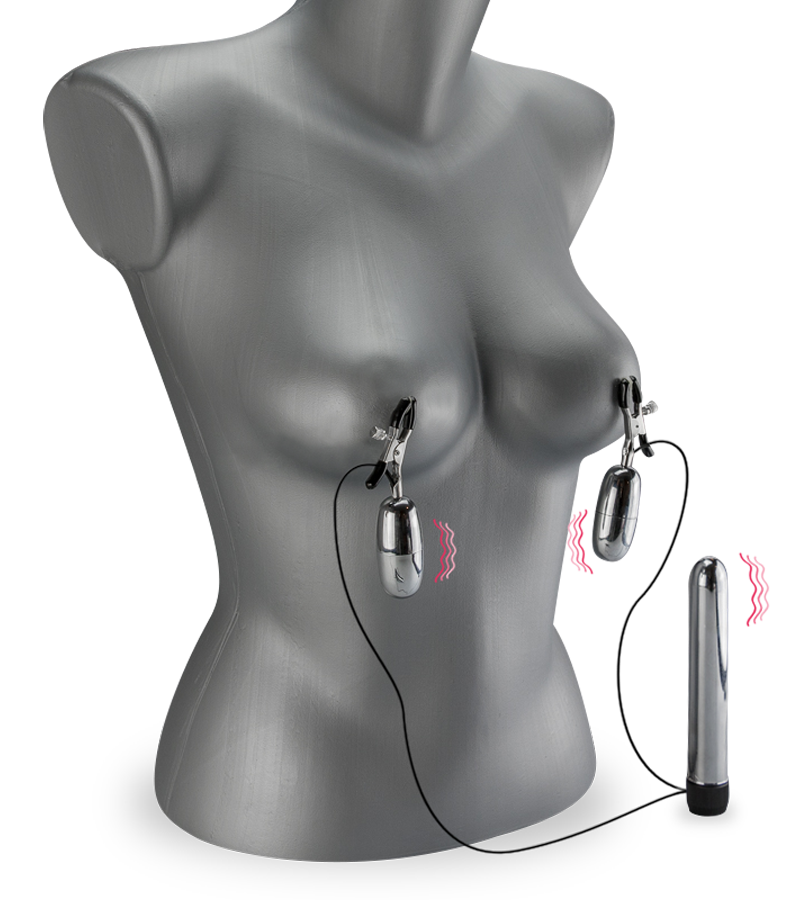 Vibrating dildo and nipple clamps