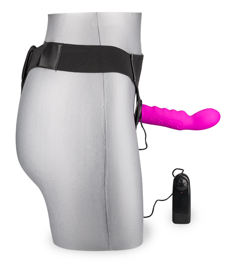 Vibrating G-spot strap on dildo harness