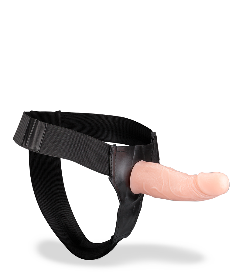 Vibrating realistic hollow strap on dildo