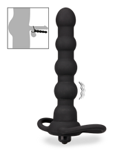 Load image into Gallery viewer, Vibrating silicone double penetration cock ring and beaded dildo