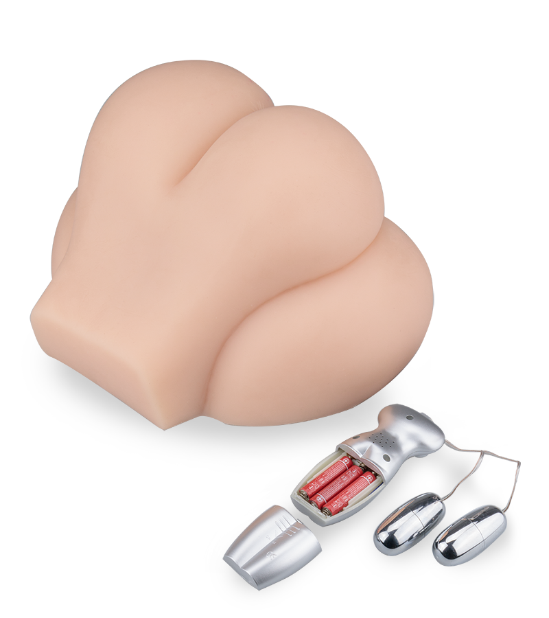 Double vagina and butt masturbator with audio feature