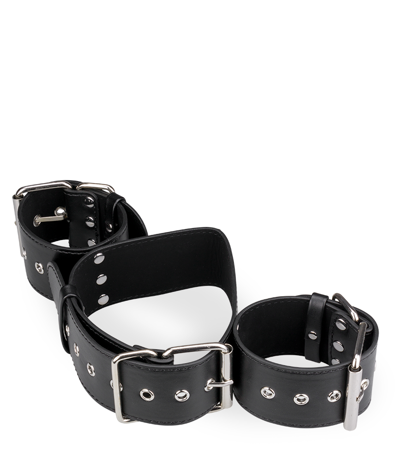 Faux leather collar with handcuffs