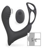 Pro P vibrating prostate massager with double cock ring