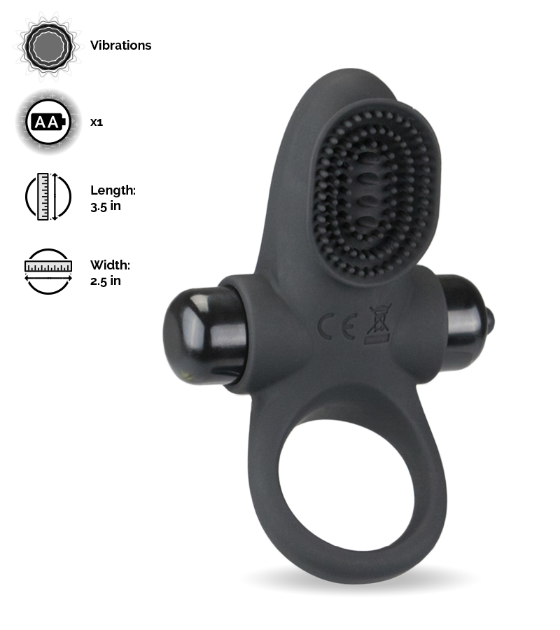 Vibrating cock ring with clit stimulator