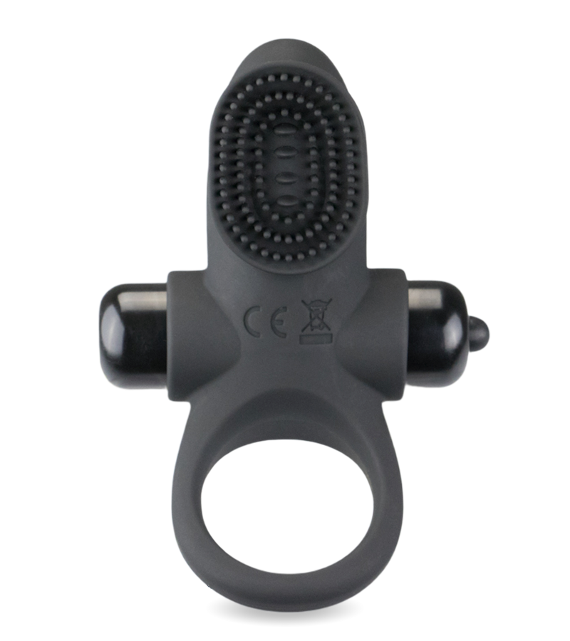 Vibrating cock ring with clit stimulator