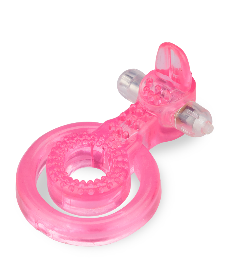 Vibrating tongue double loop cock ring